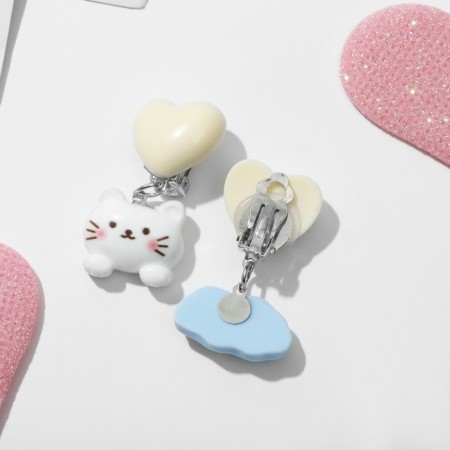 Clips children's "chosen" animals, cat, white blue color-2