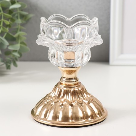 Summary metal, glass per 1 candle "Ice flower" d = 5 cm gold 8x8x12 cm-1
