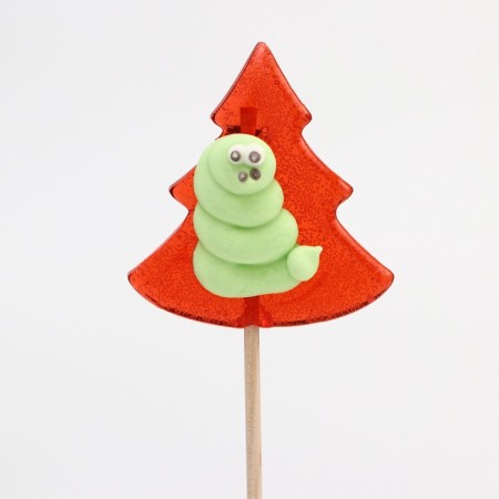 Caramel on a wand "Christmas tree-shock", red, 22g