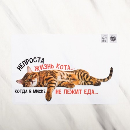 Rug for a bowl “Not a simple cat’s life”, 43x28 ​​cm-1