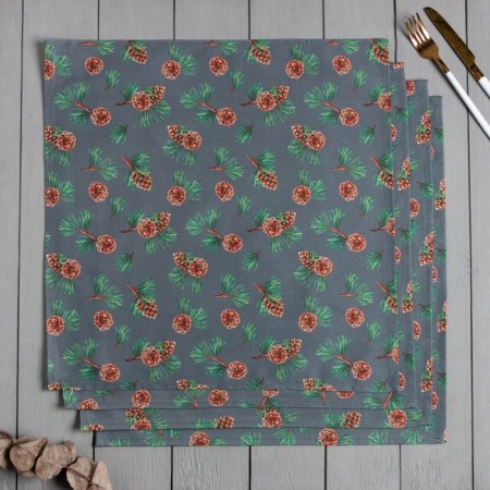 Set of New Year's napkins Ethel "Forest", 46x46 cm - 4 pcs, cotton, sarzha-1