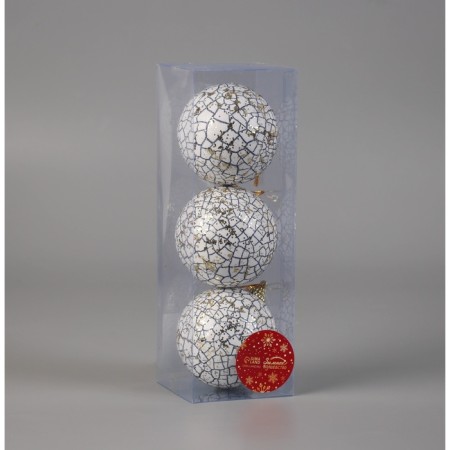 Set of balls plastic D-8 cm, 3 pcs "Xavier" white-blue-1