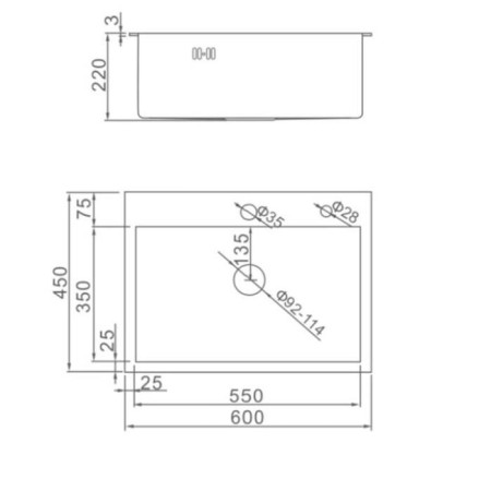 Kitchen sink Aflorn AF96045F, Sredal, S = 3.0 and 0.8 mm, 60x45x20 cm, siphon, graphite-8