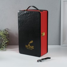Casket wood, leatherette for 2 bottles 