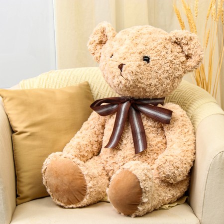 Soft toy "Bear" curly, 70 cm, beige color-3