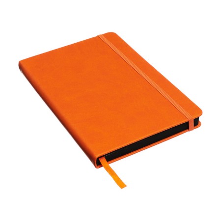 Leduced Diary A5, 140l, Cage, leatherette, elastic band, black cut, orange-3