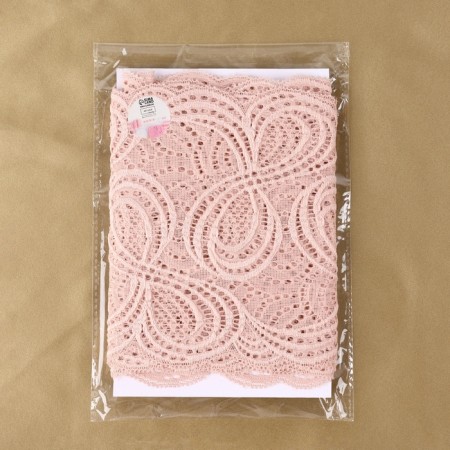 Lace elastic fabric, 180 mm × 2.7 ± 0.5 m, pink-beige color-4