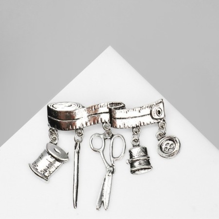Brooch "Sewing Set" Color Black Silver