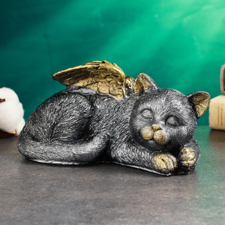 Piggy bank "Kitten Angel" 21x12cm, silver with gilding-1