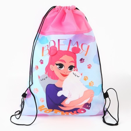 A bag for shoes "Cat Time" non -core canvas, size 30 x 40 cm-7