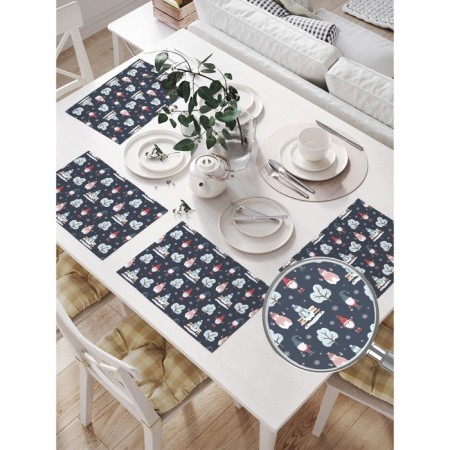 A set of napkins for setting the “Snowman in a hat”, rectangular, size 32x46 cm, 4 pcs