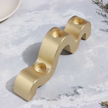 Summary "Waves" for three candles from gypsum, 23.5x3.5x8cm, gold-1
