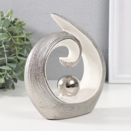 Souvenir Ceramics "Ball in the curl" silver-white 15.8x15.3x4.2 cm-1