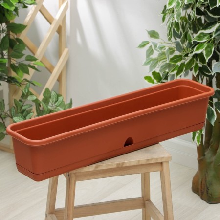 Balcony box with pallet, 80 cm, terracotta color-2