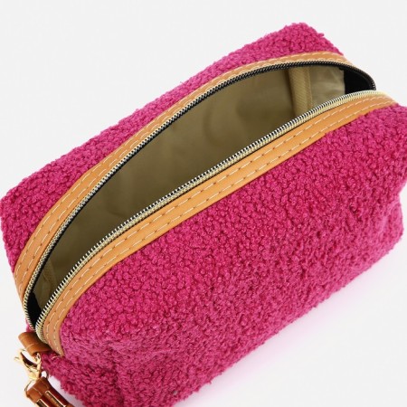 Cosmetic bag with a lining, raspberry color-2