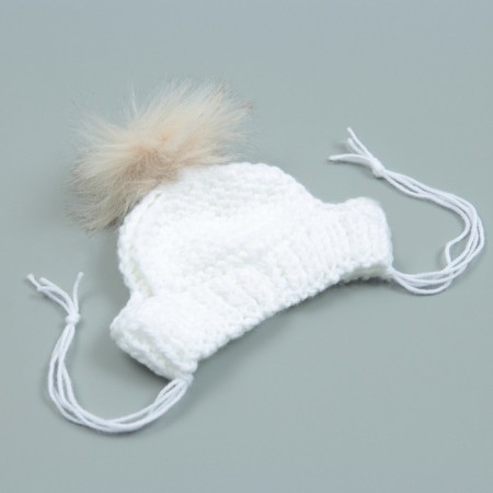 Knitted hat for dogs, with pompom, m-l (head volume 28 cm, height 9 cm), mix-8