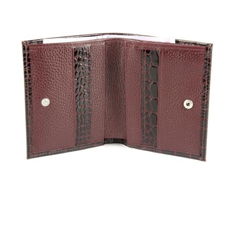 Wallet, button, 4 pockets, 1 department for trifles, n/k borderly navy/burgundy crocodile-1