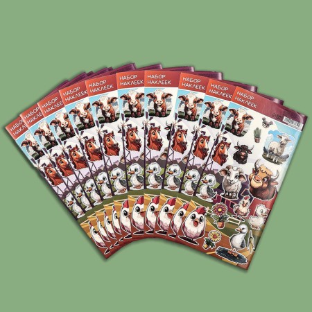 Paper children's stickers 10 x 22 cm, "farm"-3