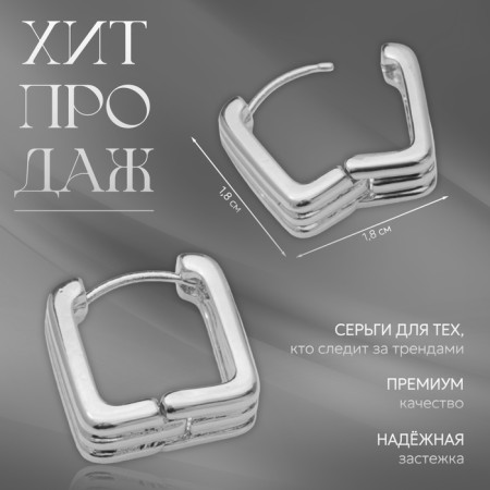 Earrings Metal "Chord" stripes, color silver-1