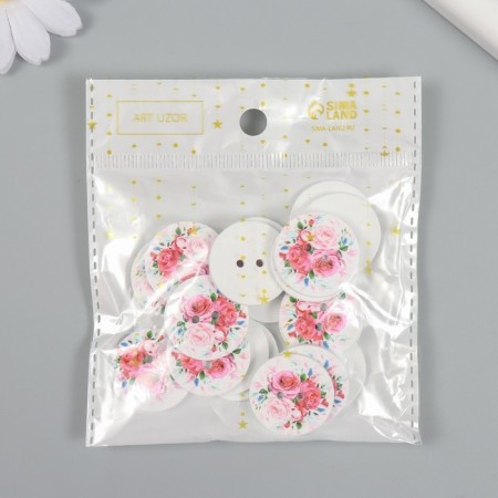 Button decorative tree "Bouquet of roses" 2.5x2.5 cm-6