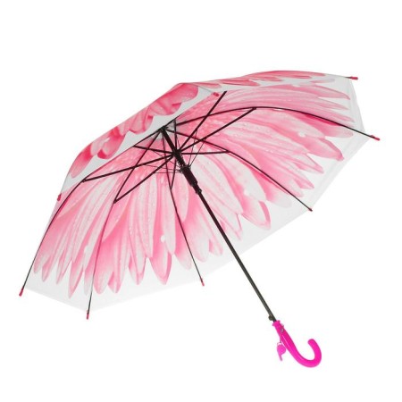Herbera umbrella, semi-automatic, with whistle, r = 41cm, pink color-1