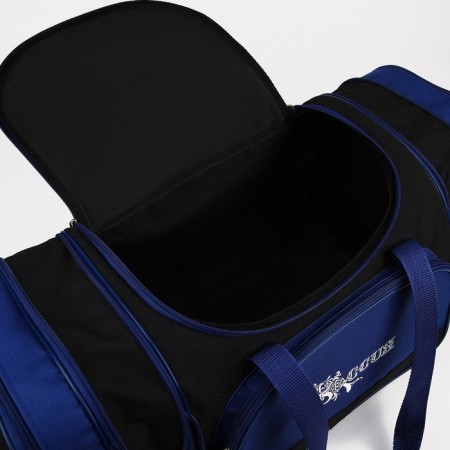 Board Road on a zipper, with an increase, 3 outer pockets, a long belt, black/blue color-3