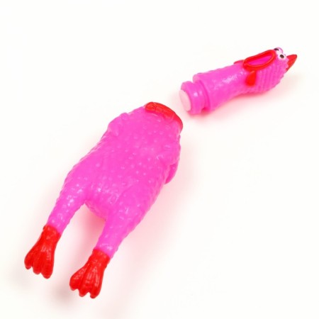 Toy squeak "thoughtful chicken" small for dogs, 16.5 cm, bright pink-3