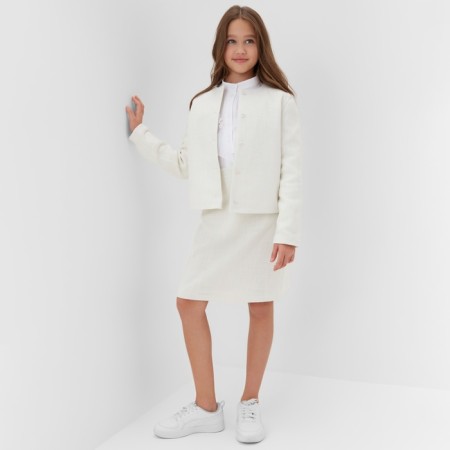 Жакет для девочки, MINAKU :Party Dress, цвет белый, рост 128 см-9