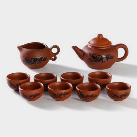 A set for the tea ceremony ceramic Dragon, 10 items: 8 PIAL 35 ml, kettle 200 ml, hour 150 ml, brown color