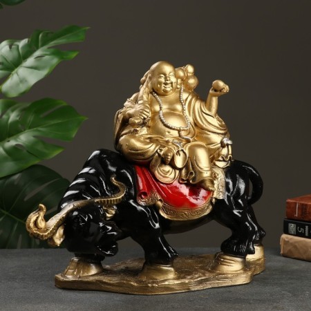 Figure "Hotty on the buffalo" red gold 46x22x38.5cm-1