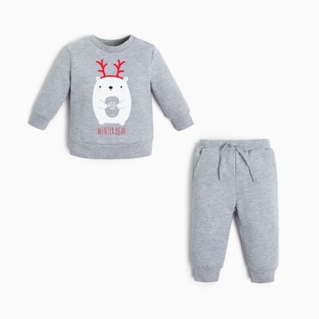 Set: jumper and pants crumb I "Merry XMAS", height 80-86 cm, color gray color