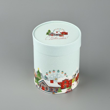 Box Gift round "Happy New Year!", 12 x 16 cm, New Year