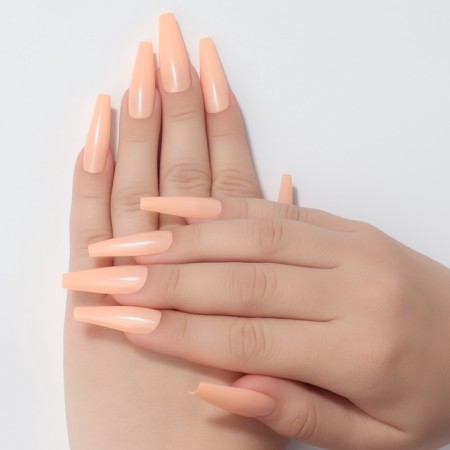 Patch nails, 100 pcs, shape of the ballerina, in the container, peach color-6