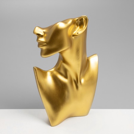 A bust for jewelry, half a face, a hole for an earring, 18 × 5 × 26, color gold-2