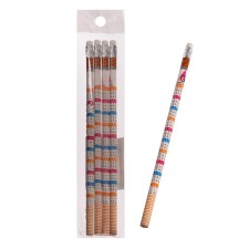A set of black -graphic pencils with an eraser and a multiplication table, 4 pieces