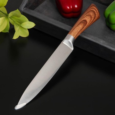 Kitchen knife - chef of the Forest shade, blade 20 cm, brown color-3