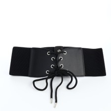 Women's belt, width 10 cm, black color