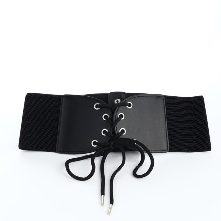 Women's belt, width 10 cm, black color