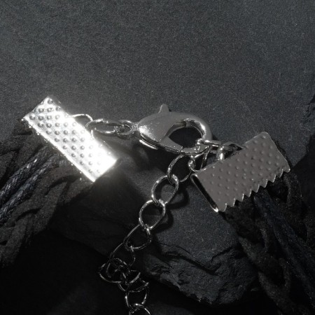 Bracelet "Pentagram" Protection, black color in silver, l = 17 cm-1