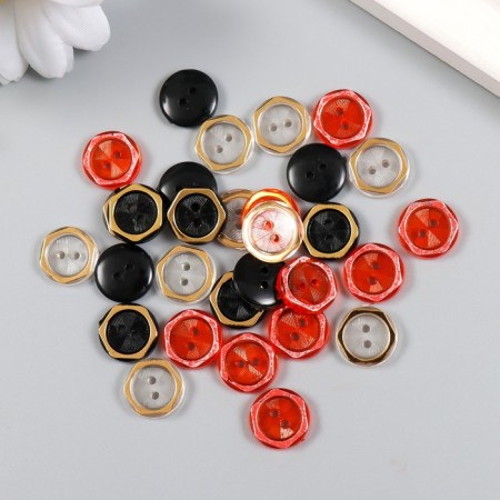 Buttons plastic for creativity on the leg "with pearl" color mix set 30 pcs 1.2x1.2 cm 94135