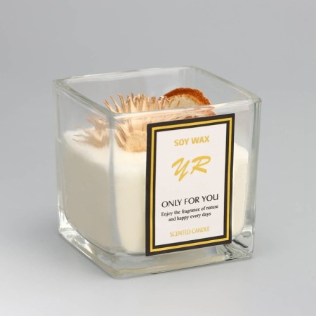 Aromatic candle in a glass "Soy Wax", orange and flower-1