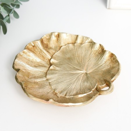 Decorative polystone plate "leaves" gold 1.5x13x12 cm-2