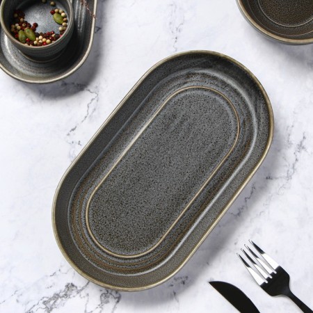 Porcelain Oval Magistro Urban, 450 ml, 24 × 13.7 × 2.7 cm, gray color