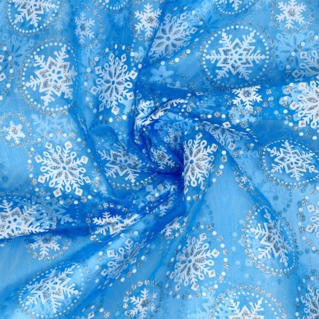 Organza flap, with a snowflake pattern, 100 × 150 cm