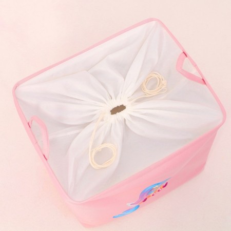 A basket for storing toe with a puff on a rope, 40 x 50 x 48 cm, pink-2
