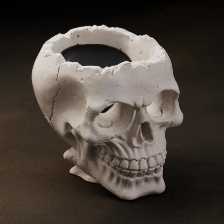Figure candle in concrete "Crying Skull", black-1