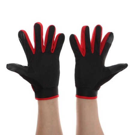 Motorcycle gloves, off-season, single-sized, black and red-1
