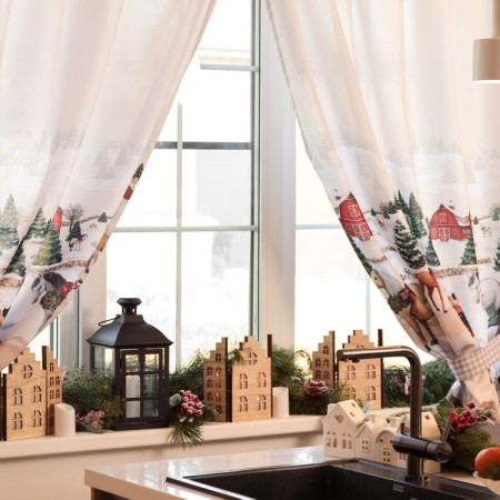 A set of curtains d/kitchen with the sequence "NORSE FAMILY" 145x180cm-2 pcs., Gabardin-1