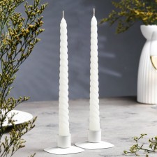 A set of candles of twisted, 2.2x 25 cm, lacquered 2 pieces, white