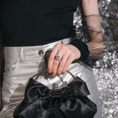 Ring "Jewel" luxury, white color in silver, size 18-4